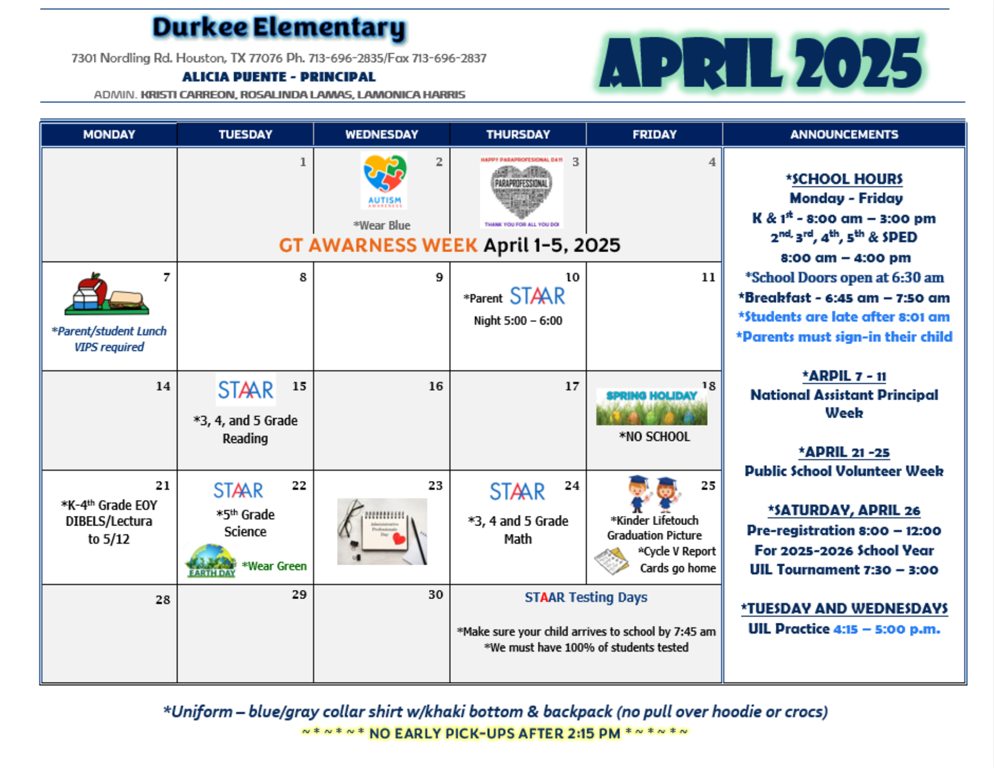  April Events and Information